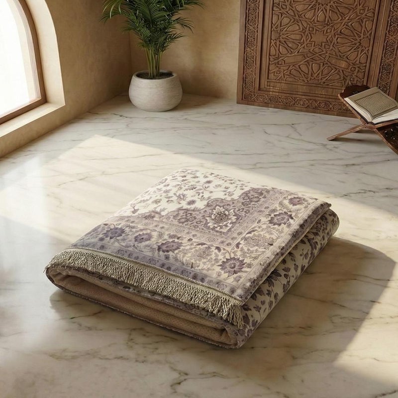 Melen Memory Foam Prayer Mat - Fajr - OffWhite - Beige - Image 4